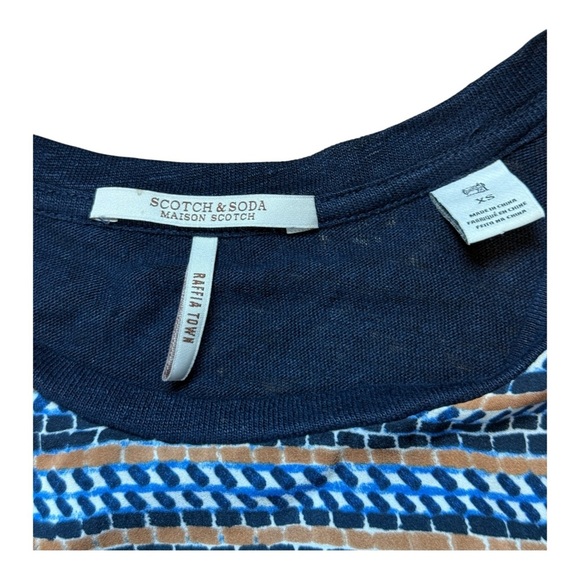 Scotch & Soda Maison Scotch Raffia Town Top XS Mixed Print Polyester Linen - Picture 3 of 10